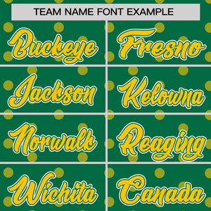 Custom Kelly Green Gold Personalized Polka Dot Graffiti Pattern Authentic Baseball Jersey