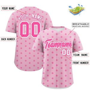 Custom Light Pink Pink Personalized Polka Dot Graffiti Pattern Authentic Baseball Jersey