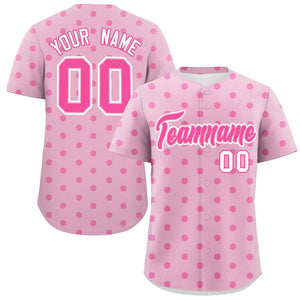 Custom Light Pink Pink Personalized Polka Dot Graffiti Pattern Authentic Baseball Jersey