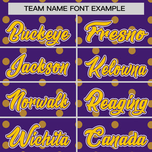 Custom Purple Gold Personalized Polka Dot Graffiti Pattern Authentic Baseball Jersey