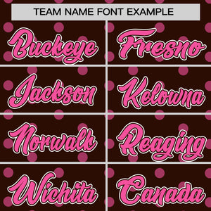 Custom Brown Pink Personalized Polka Dot Graffiti Pattern Authentic Baseball Jersey