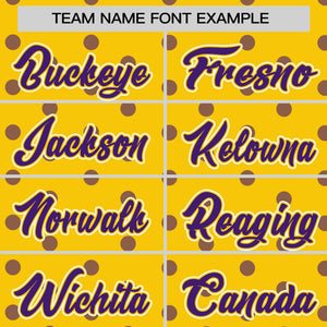 Custom Gold Purple Personalized Polka Dot Graffiti Pattern Authentic Baseball Jersey