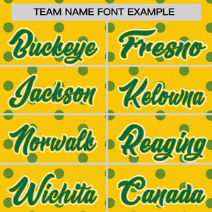 Custom Gold Kelly Green Personalized Polka Dot Graffiti Pattern Authentic Baseball Jersey