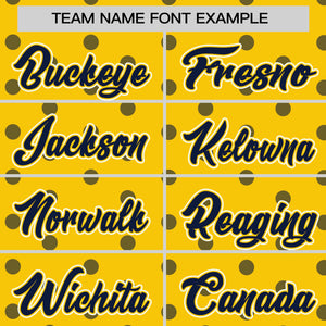 Custom Gold Navy Personalized Polka Dot Graffiti Pattern Authentic Baseball Jersey