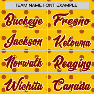 Custom Gold Crimson Personalized Polka Dot Graffiti Pattern Authentic Baseball Jersey