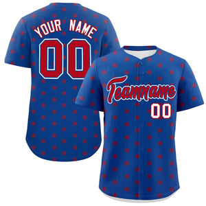 Custom Royal Red Personalized Polka Dot Graffiti Pattern Authentic Baseball Jersey