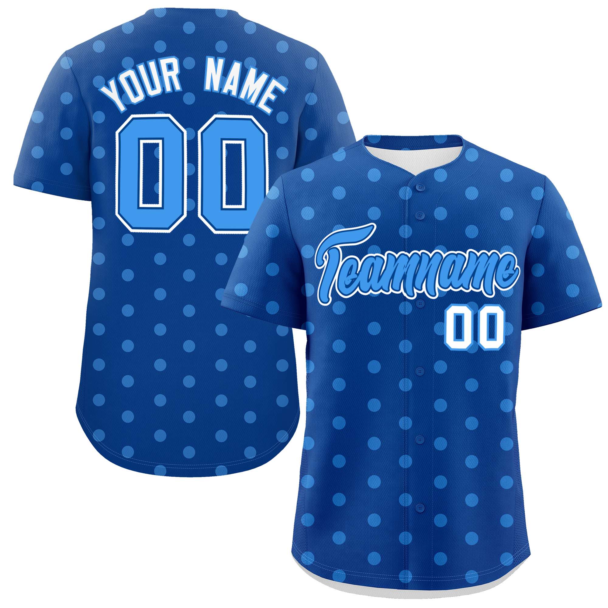 Custom Royal Powder Blue Personalized Polka Dot Graffiti Pattern Authentic Baseball Jersey