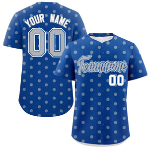 Custom Royal Gray Personalized Polka Dot Graffiti Pattern Authentic Baseball Jersey