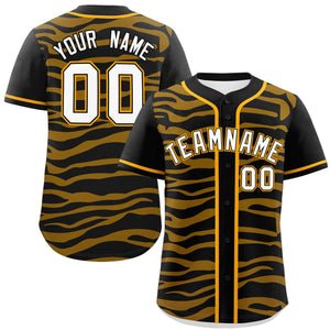 Custom Black Yellow Zebra Stripes Graffiti Pattern Authentic Baseball Jersey