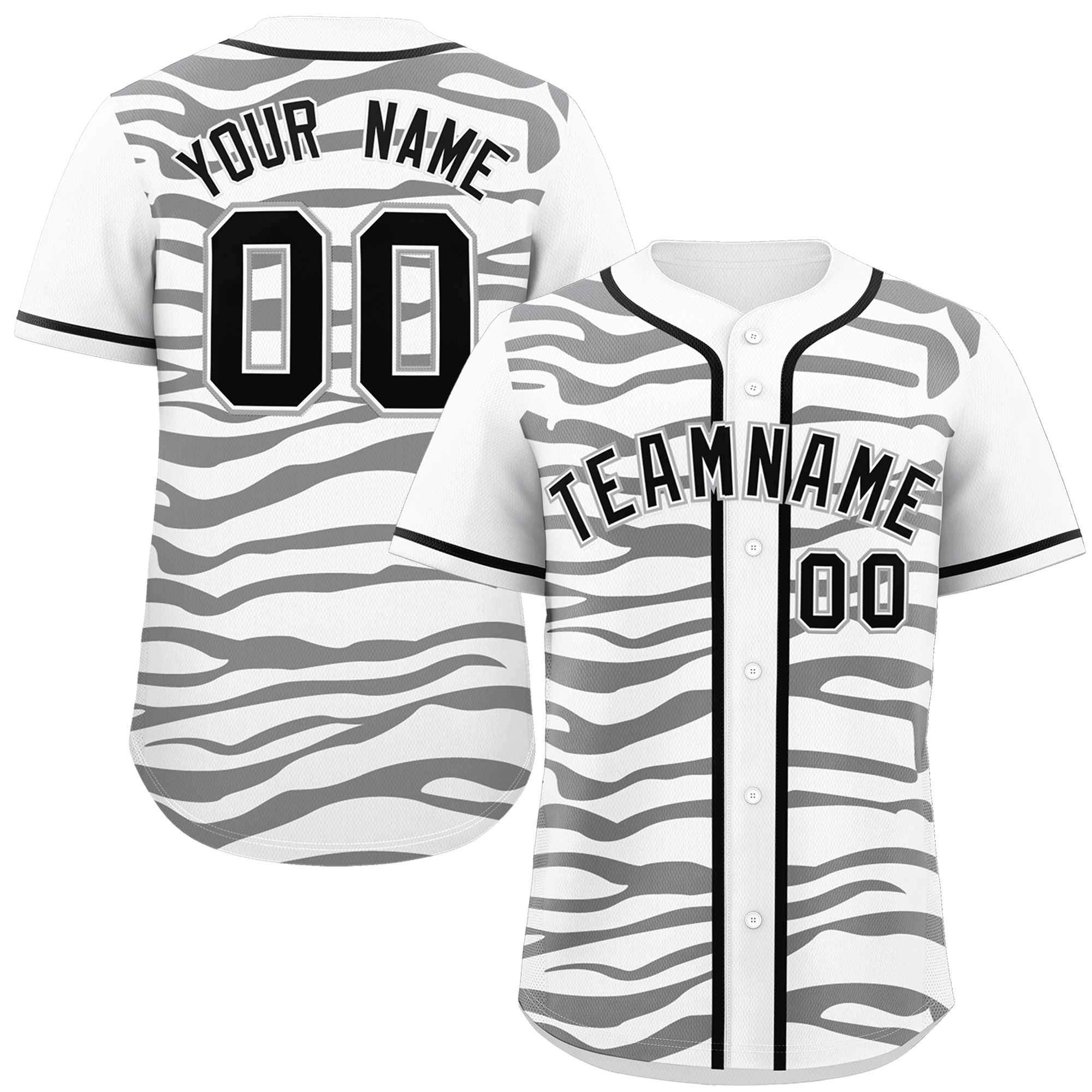 Custom White Black Zebra Stripes Graffiti Pattern Authentic Baseball Jersey