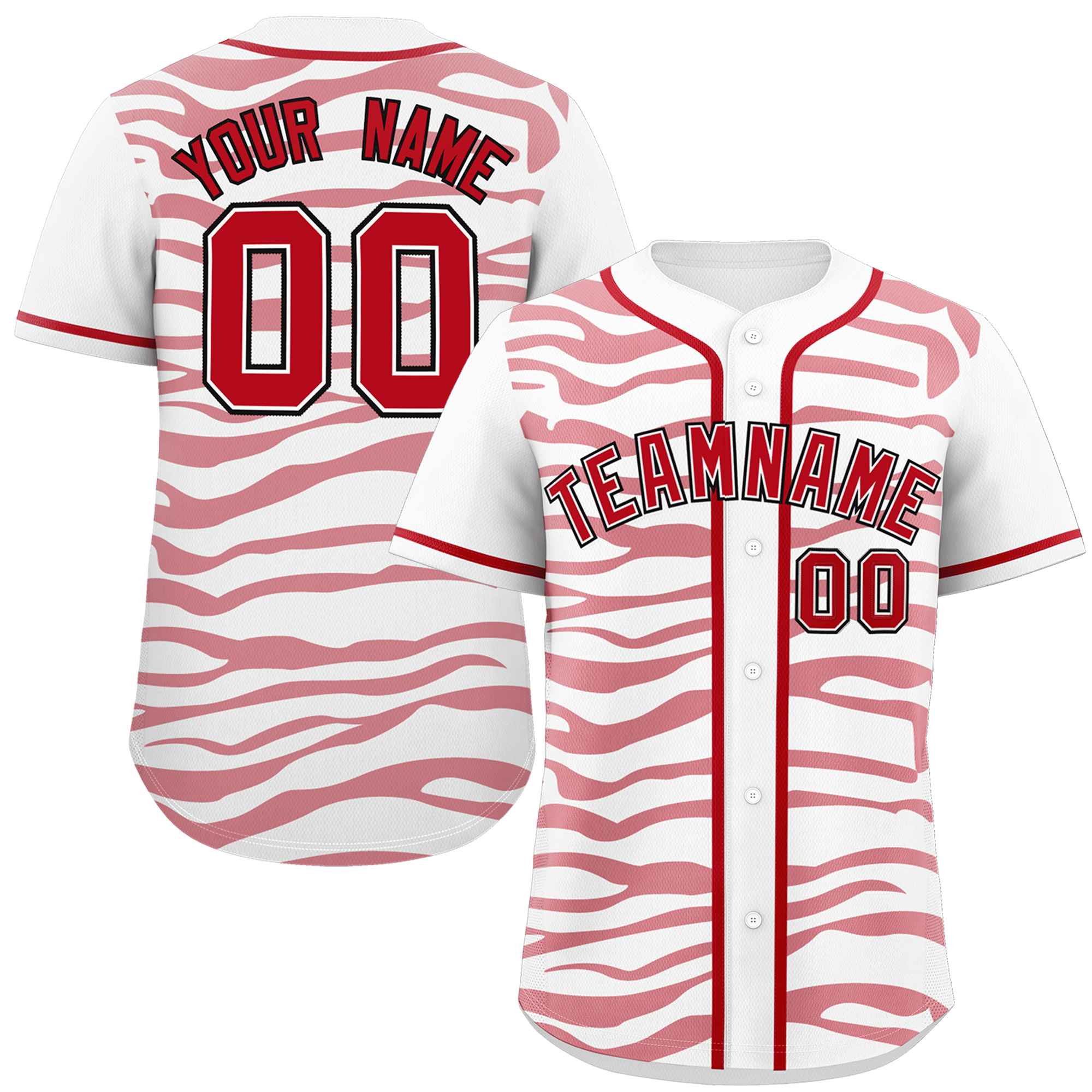 Custom White Red Zebra Stripes Graffiti Pattern Authentic Baseball Jersey