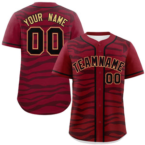 Custom Crimson Black Zebra Stripes Graffiti Pattern Authentic Baseball Jersey