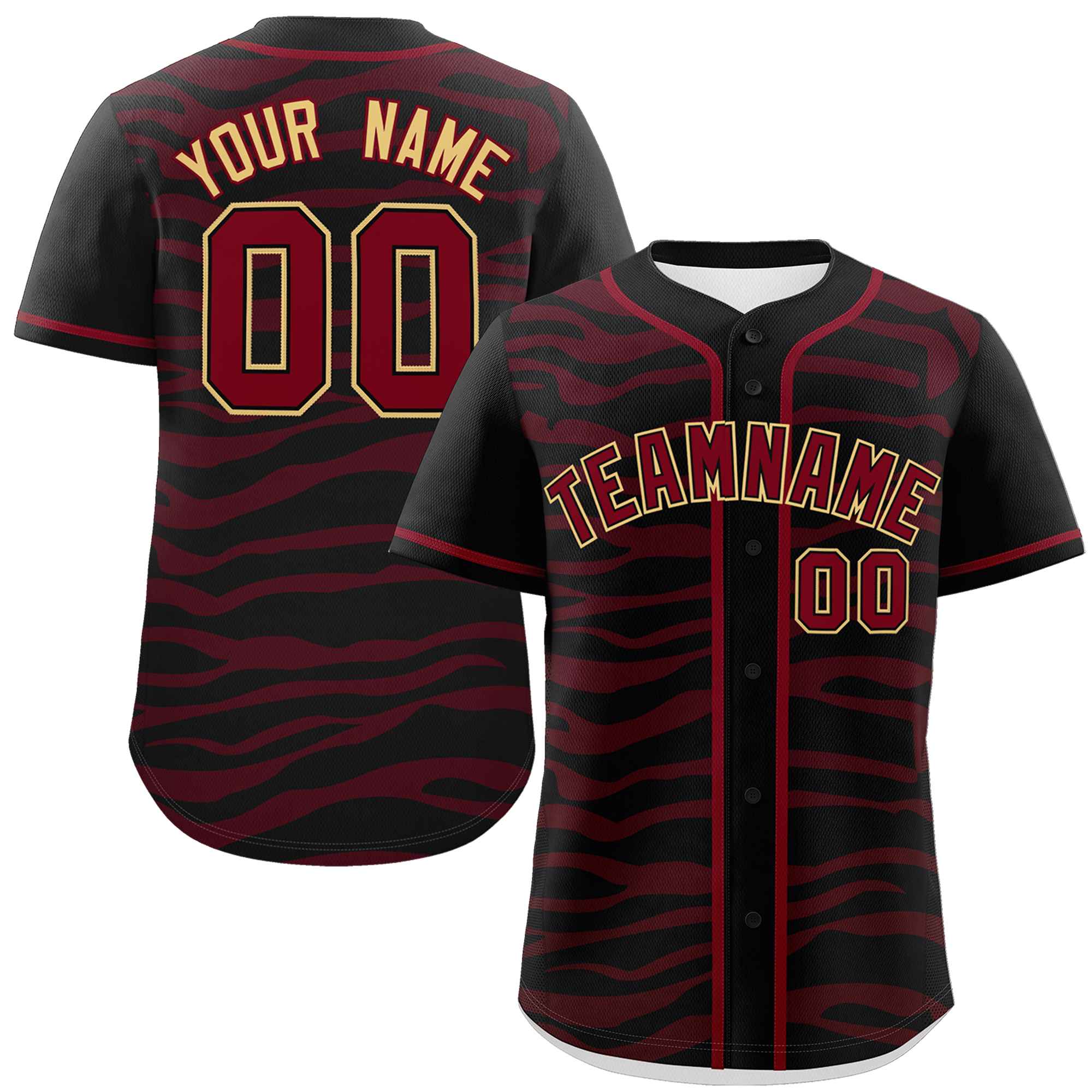 Custom Black Crimson Zebra Stripes Graffiti Pattern Authentic Baseball Jersey