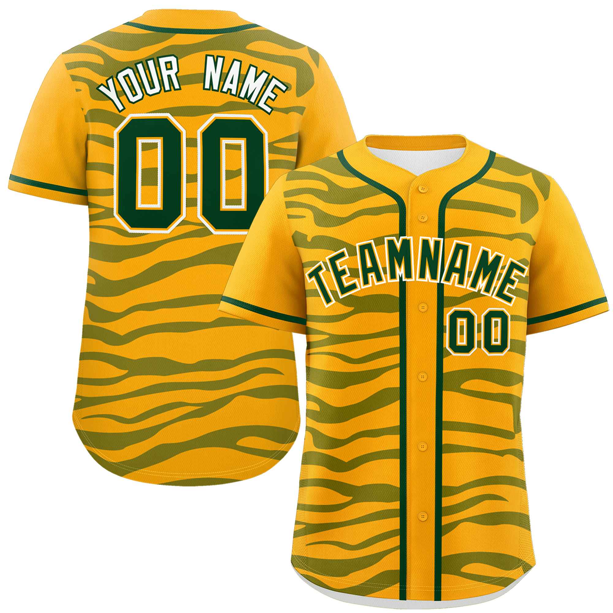 Custom Yellow Green Zebra Stripes Graffiti Pattern Authentic Baseball Jersey