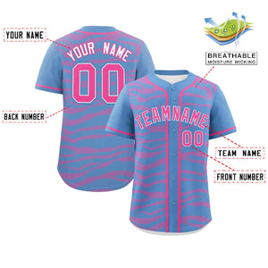 Custom Light Blue Pink Zebra Stripes Graffiti Pattern Authentic Baseball Jersey