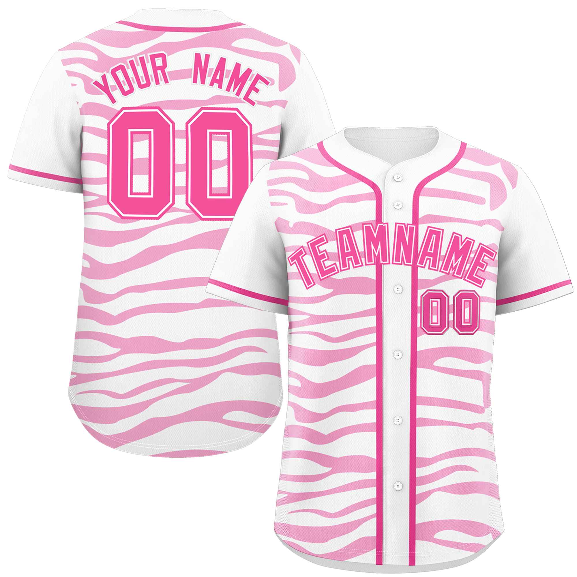 Custom White Pink Zebra Stripes Graffiti Pattern Authentic Baseball Jersey