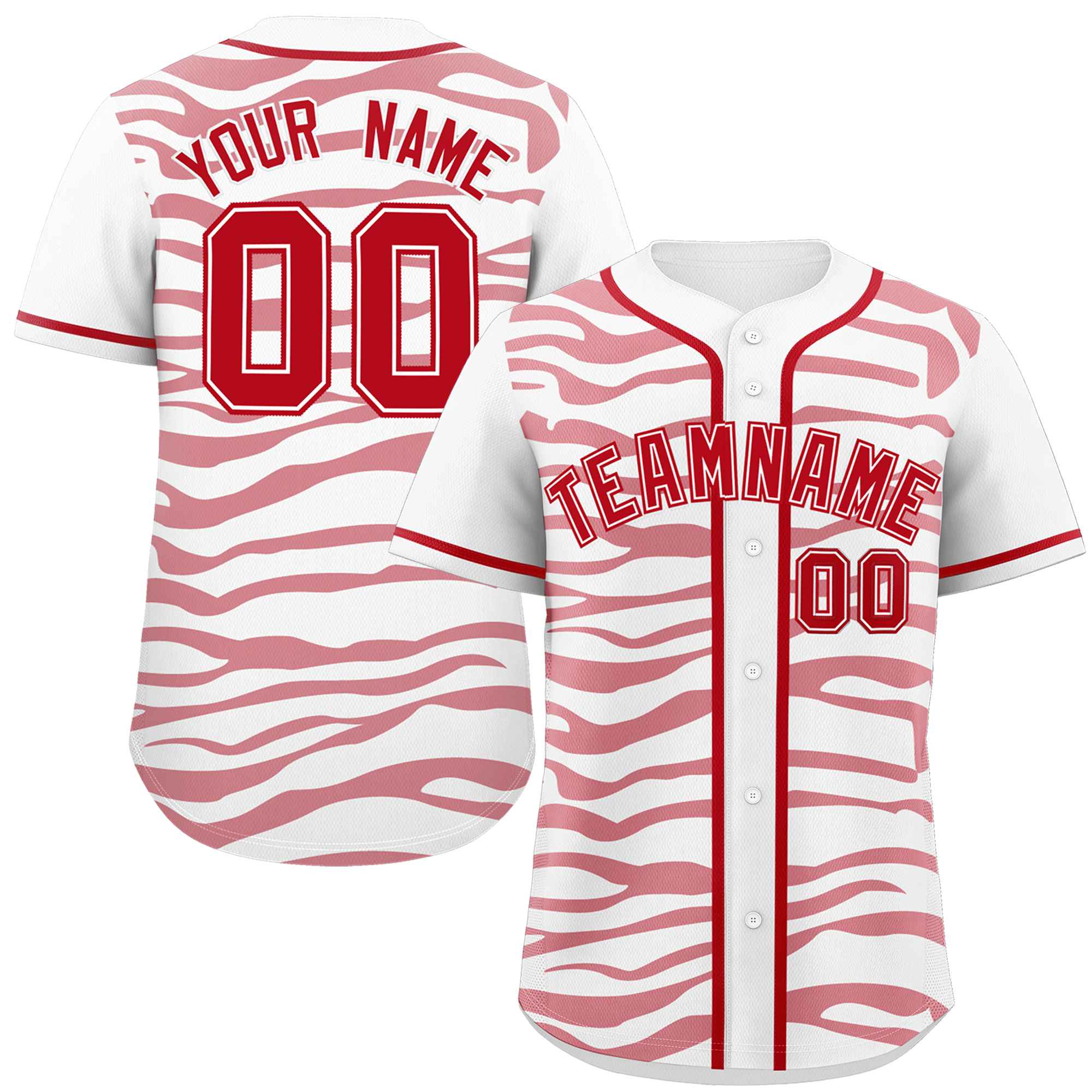 Custom White Red Zebra Stripes Graffiti Pattern Authentic Baseball Jersey