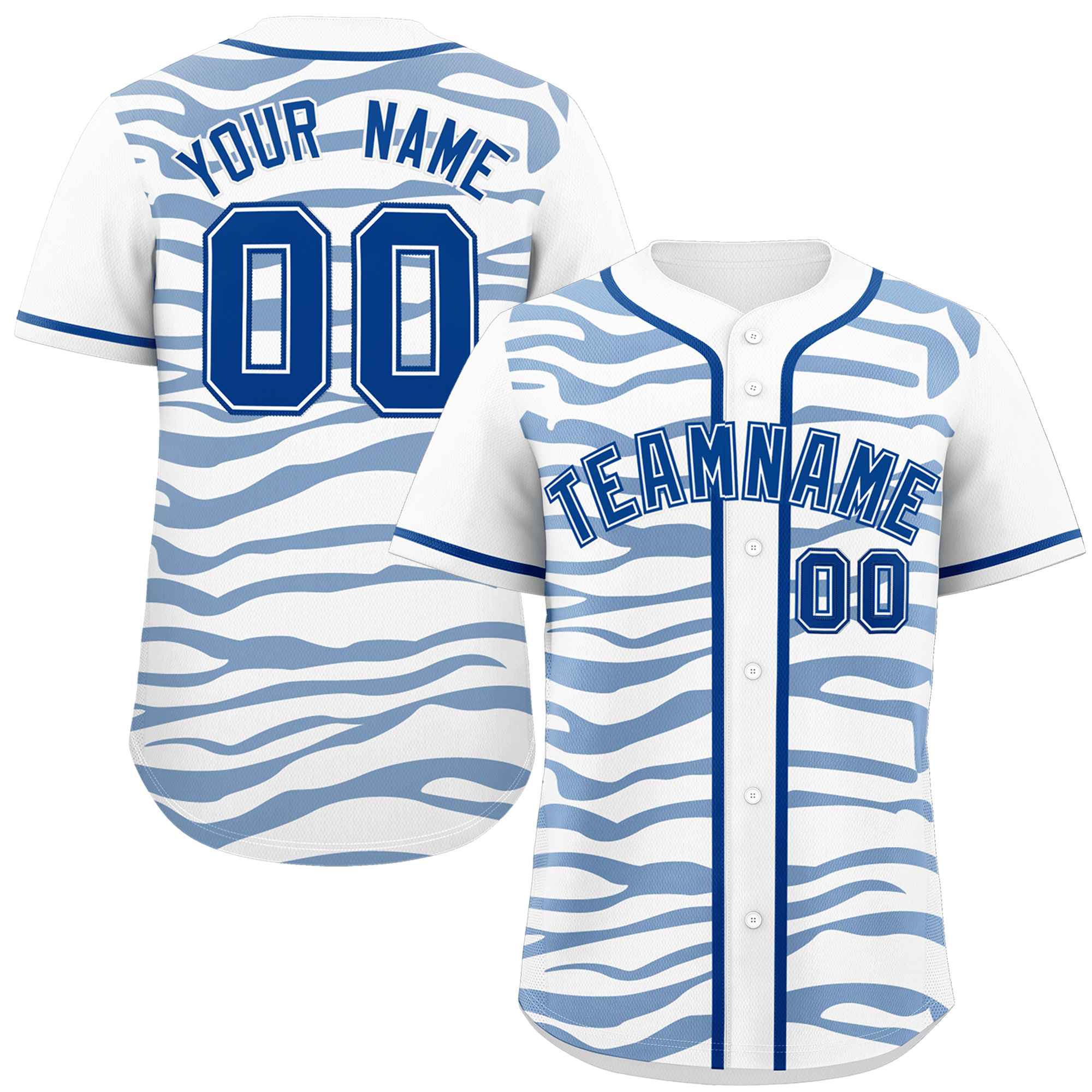 Custom White Royal Zebra Stripes Graffiti Pattern Authentic Baseball Jersey