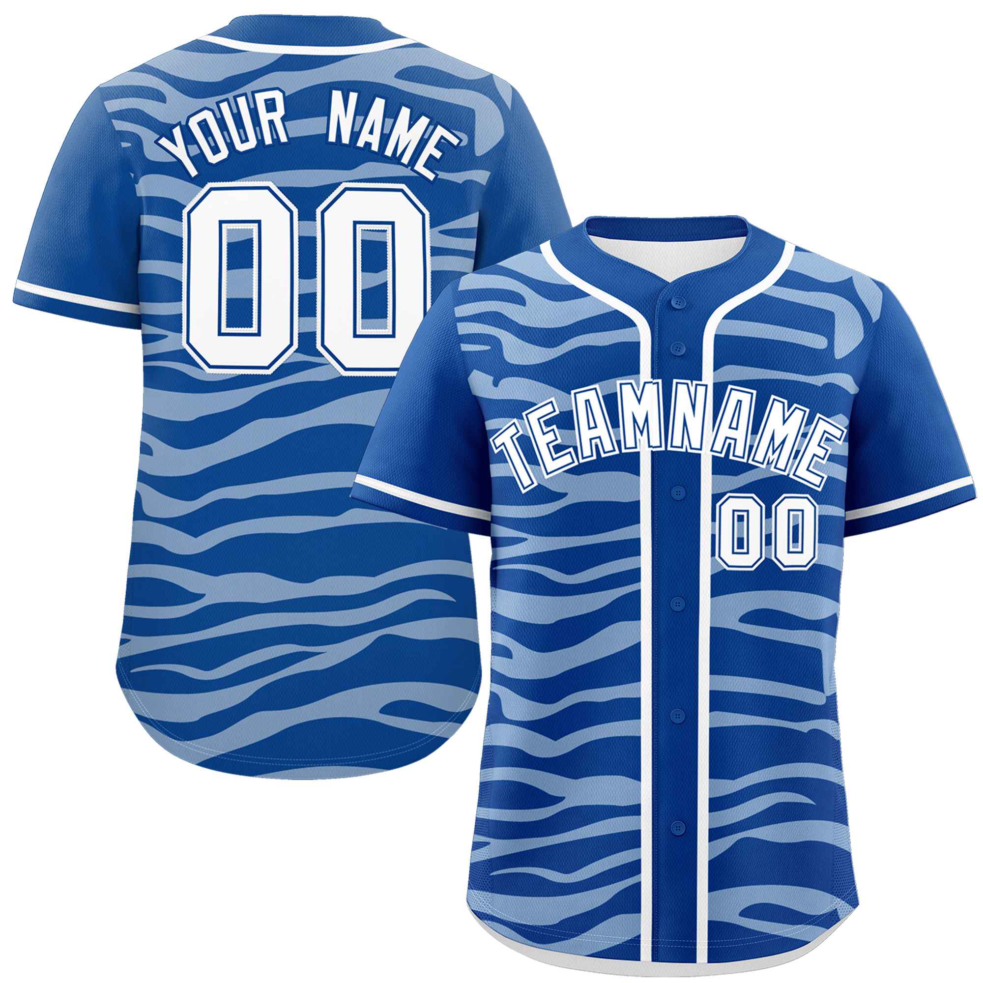 Custom Royal White Zebra Stripes Graffiti Pattern Authentic Baseball Jersey