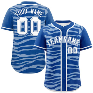 Custom Royal White Zebra Stripes Graffiti Pattern Authentic Baseball Jersey