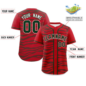 Custom Red Green Zebra Stripes Graffiti Pattern Authentic Baseball Jersey