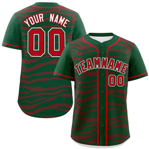 Custom Green Red Zebra Stripes Graffiti Pattern Authentic Baseball Jersey