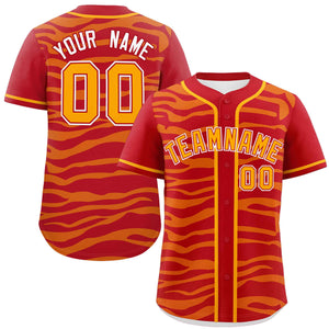 Custom Red Yellow Zebra Stripes Graffiti Pattern Authentic Baseball Jersey