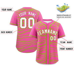 Custom Pink Neon Green Zebra Stripes Graffiti Pattern Authentic Baseball Jersey