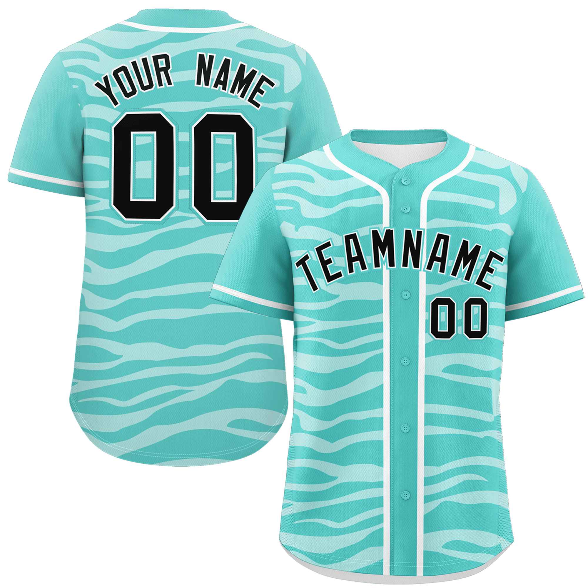 Custom Aqua White Zebra Stripes Graffiti Pattern Authentic Baseball Jersey