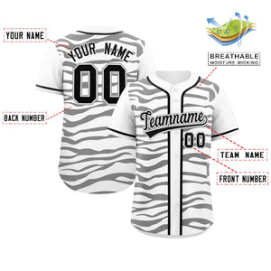 Custom White Black Zebra Stripes Graffiti Pattern Authentic Baseball Jersey