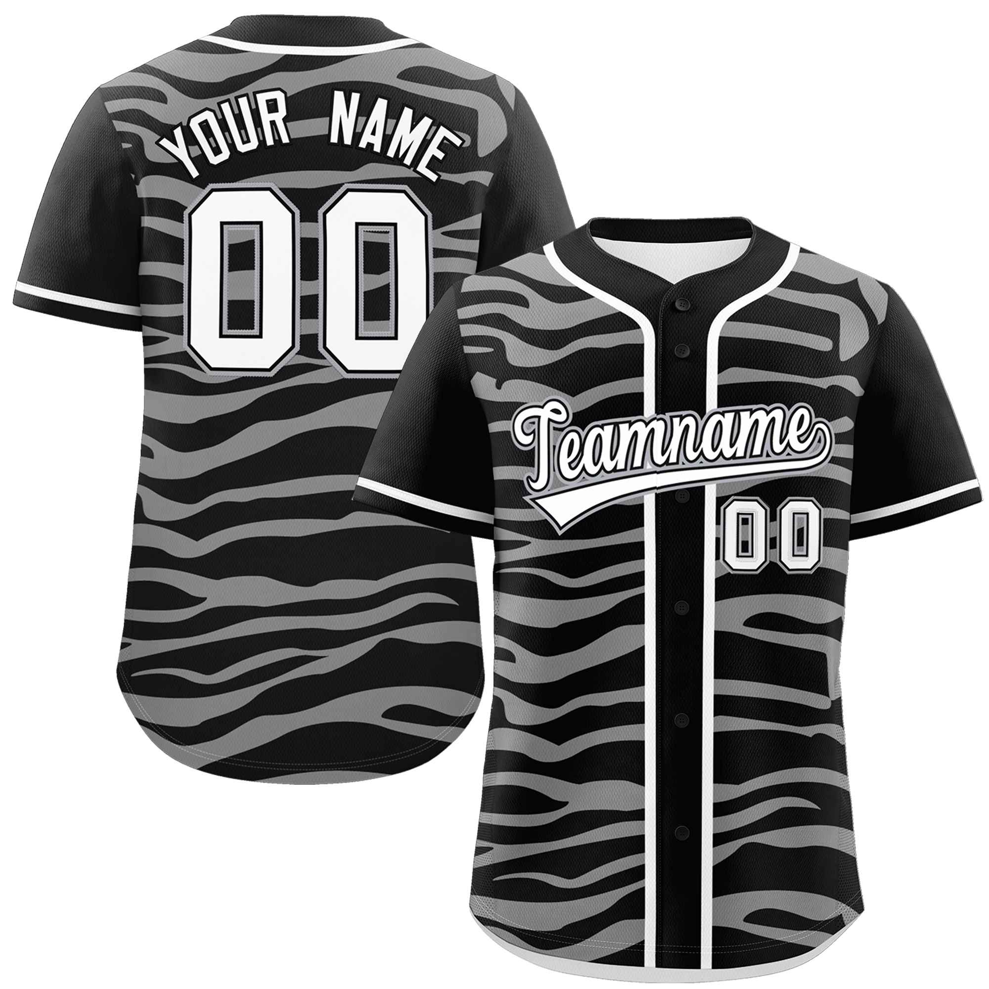 Custom Black White Zebra Stripes Graffiti Pattern Authentic Baseball Jersey