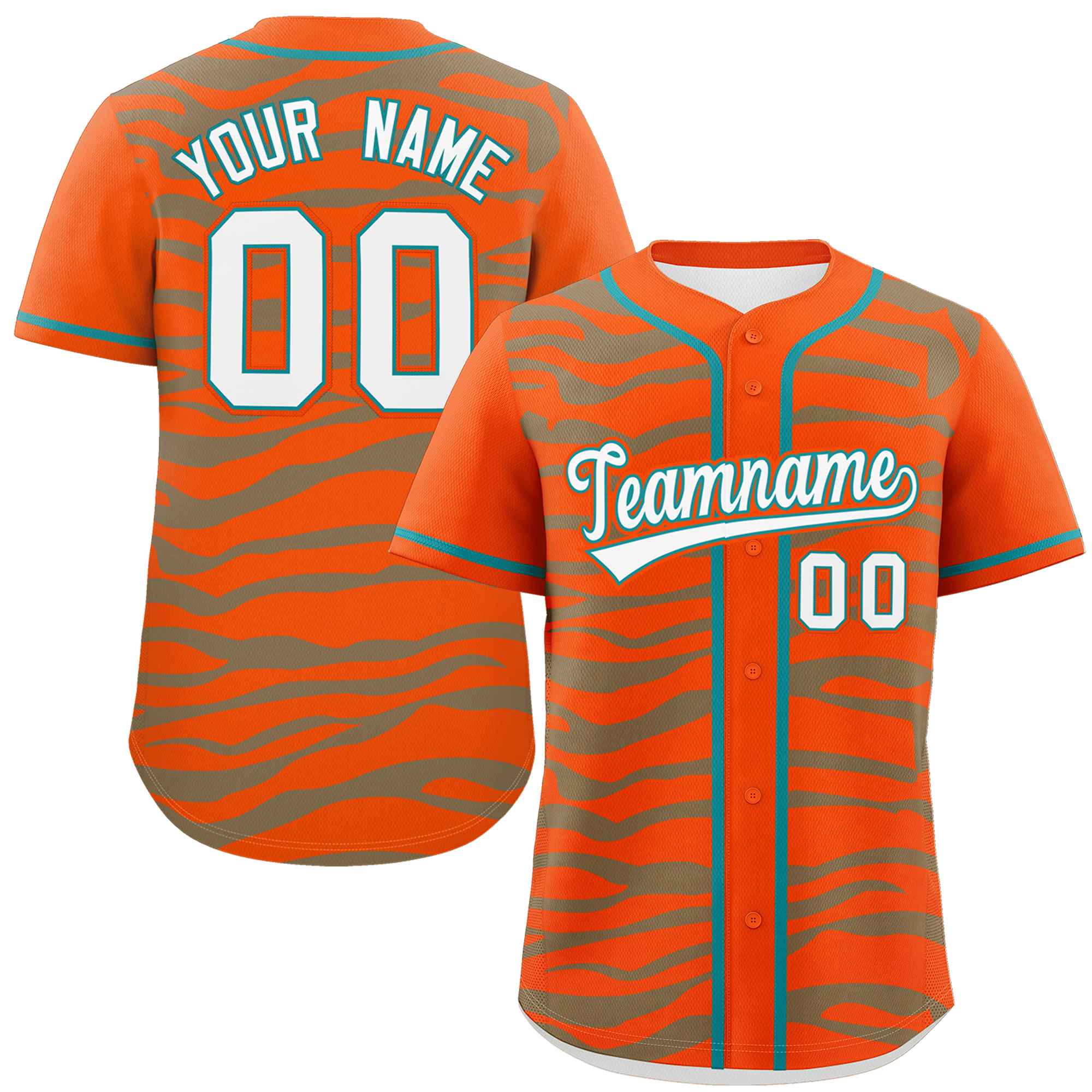 Custom Orange Aqua Zebra Stripes Graffiti Pattern Authentic Baseball Jersey