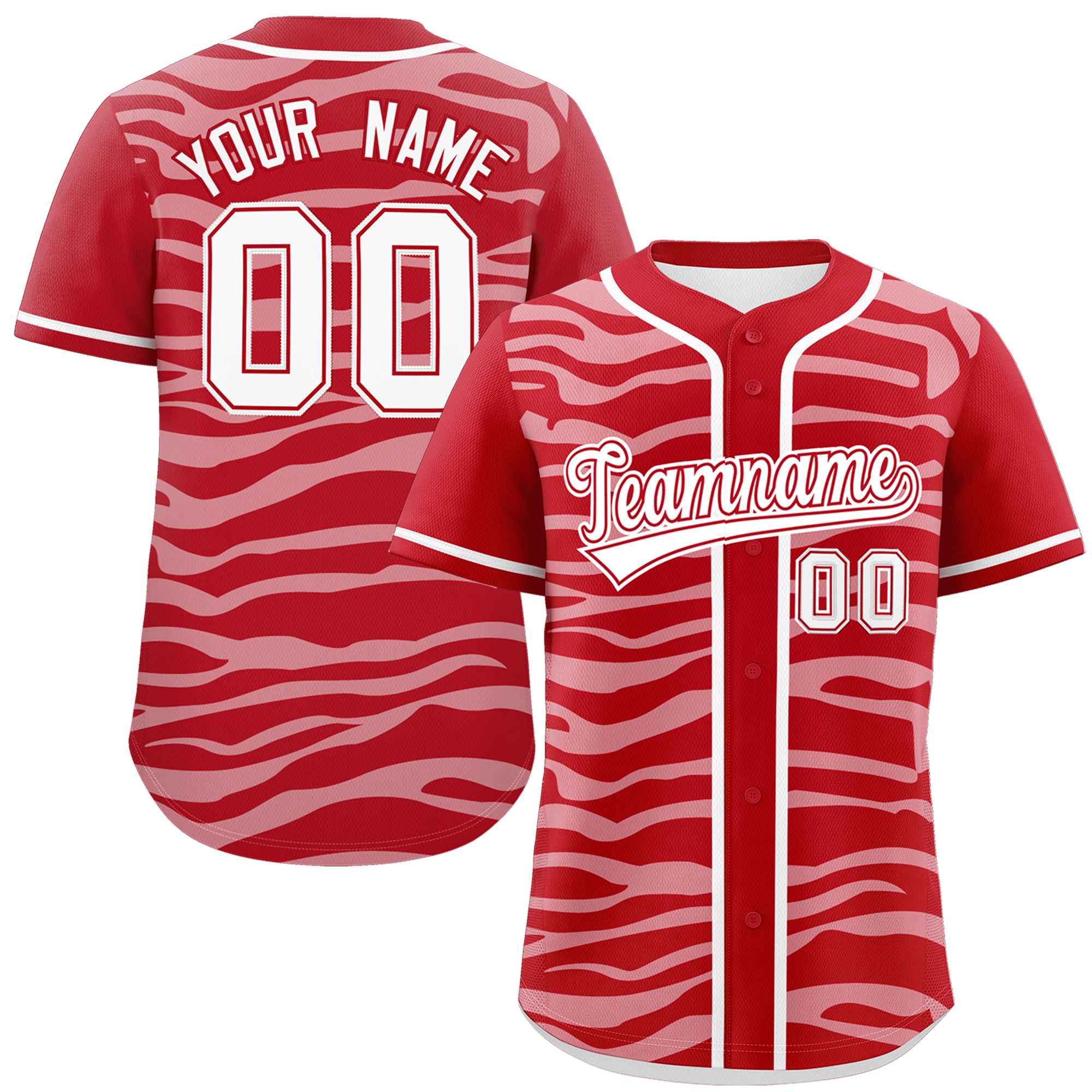 Custom Red White Zebra Stripes Graffiti Pattern Authentic Baseball Jersey