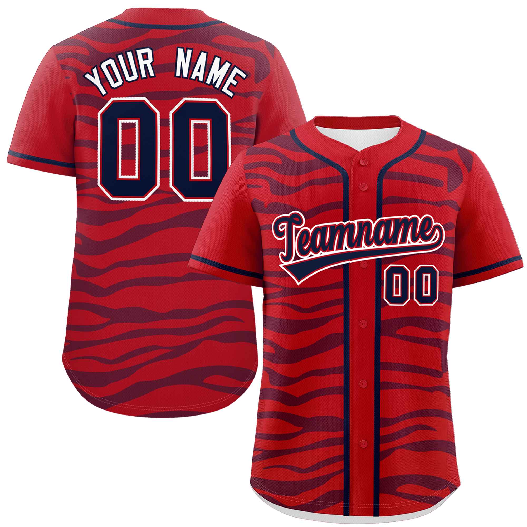 Custom Red Navy Zebra Stripes Graffiti Pattern Authentic Baseball Jersey