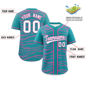 Custom Aqua Pink Zebra Stripes Graffiti Pattern Authentic Baseball Jersey