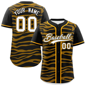 Custom Black Yellow Zebra Stripes Graffiti Pattern Authentic Baseball Jersey