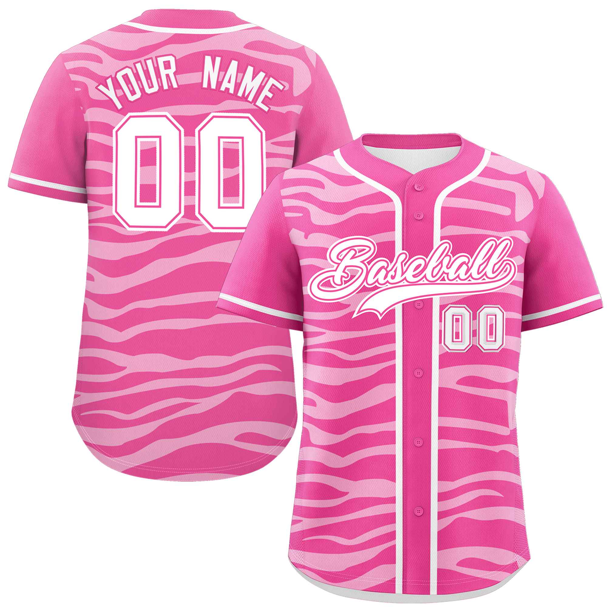 Custom Pink White Zebra Stripes Graffiti Pattern Authentic Baseball Jersey