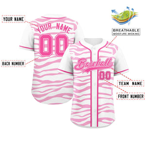 Custom White Pink Zebra Stripes Graffiti Pattern Authentic Baseball Jersey