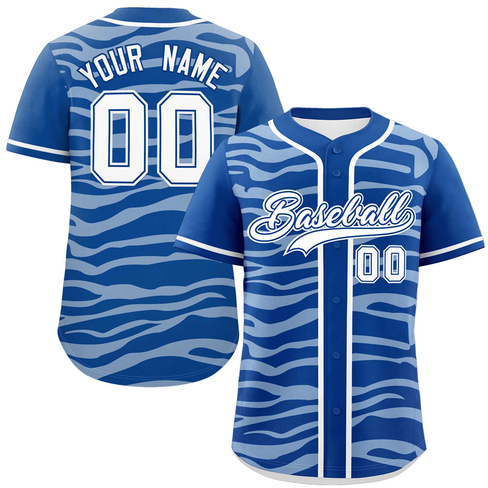 Custom Royal White Zebra Stripes Graffiti Pattern Authentic Baseball Jersey