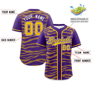 Custom Purple Gold Zebra Stripes Graffiti Pattern Authentic Baseball Jersey