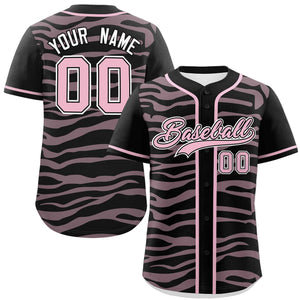 Custom Black Light Pink Zebra Stripes Graffiti Pattern Authentic Baseball Jersey