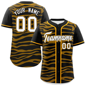 Custom Black Yellow Zebra Stripes Graffiti Pattern Authentic Baseball Jersey