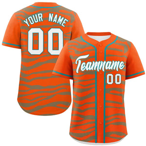 Custom Orange Aqua Zebra Stripes Graffiti Pattern Authentic Baseball Jersey