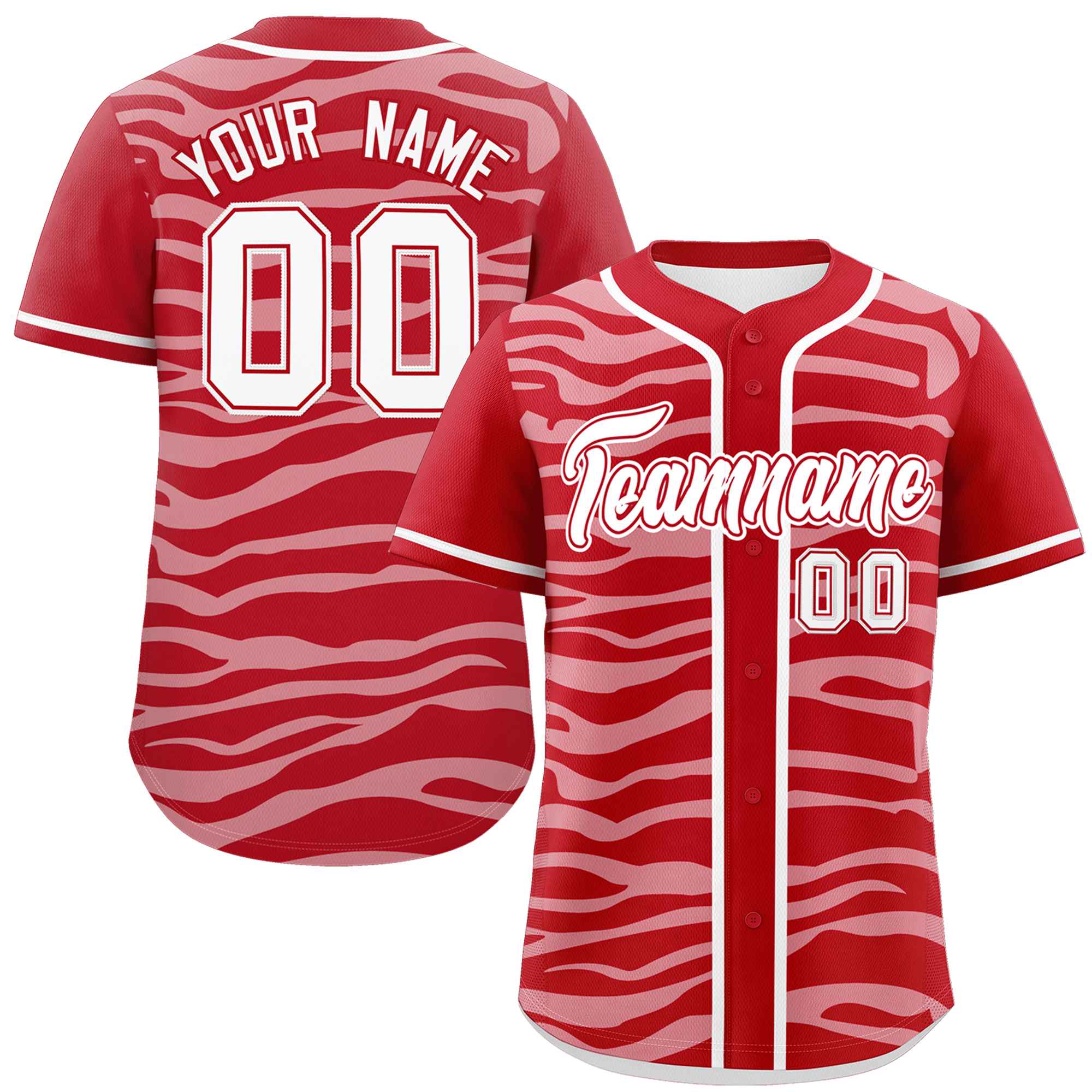 Custom Red White Zebra Stripes Graffiti Pattern Authentic Baseball Jersey