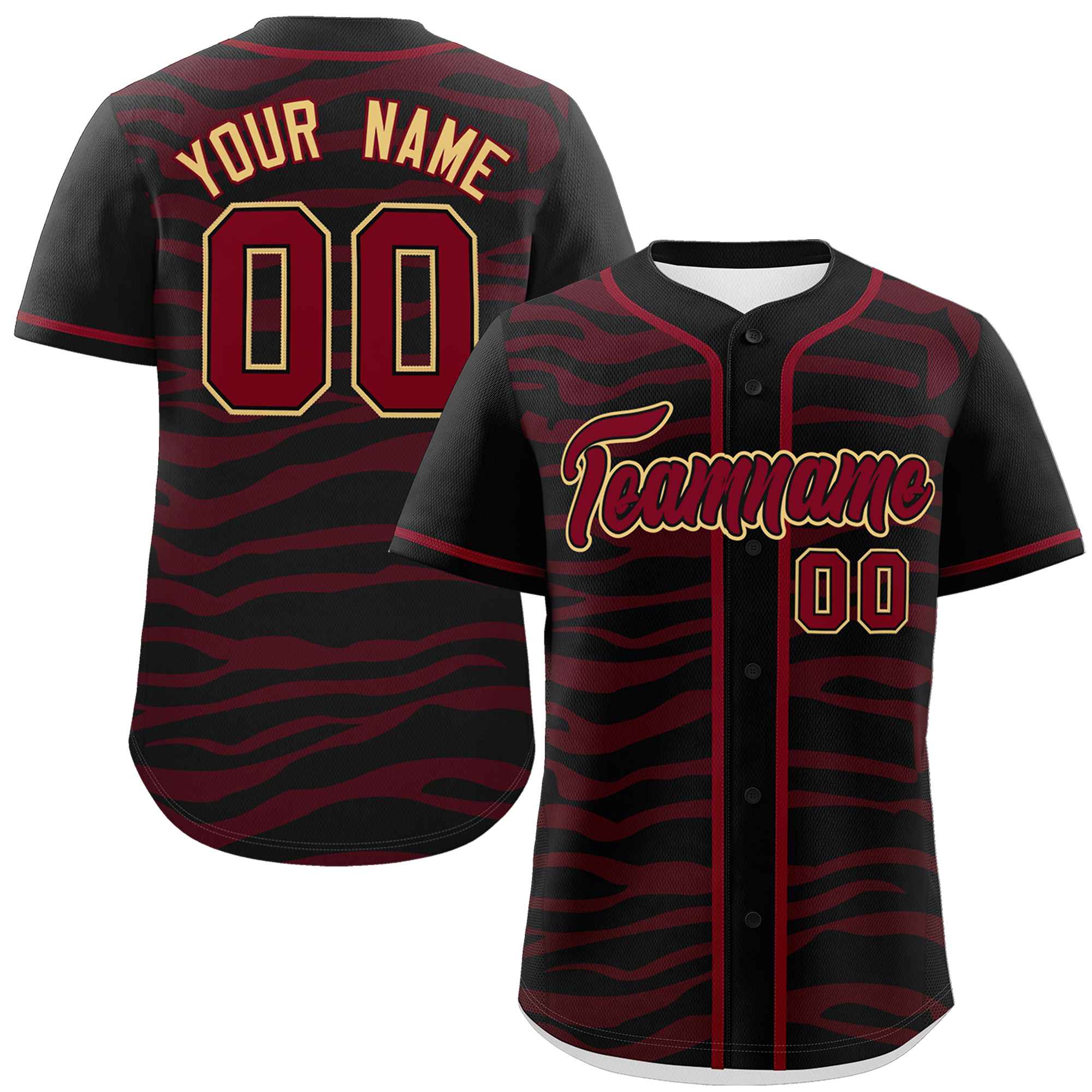 Custom Black Crimson Zebra Stripes Graffiti Pattern Authentic Baseball Jersey