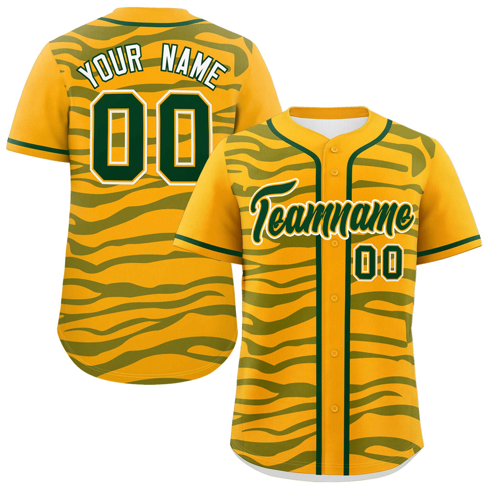 Custom Yellow Green Zebra Stripes Graffiti Pattern Authentic Baseball Jersey