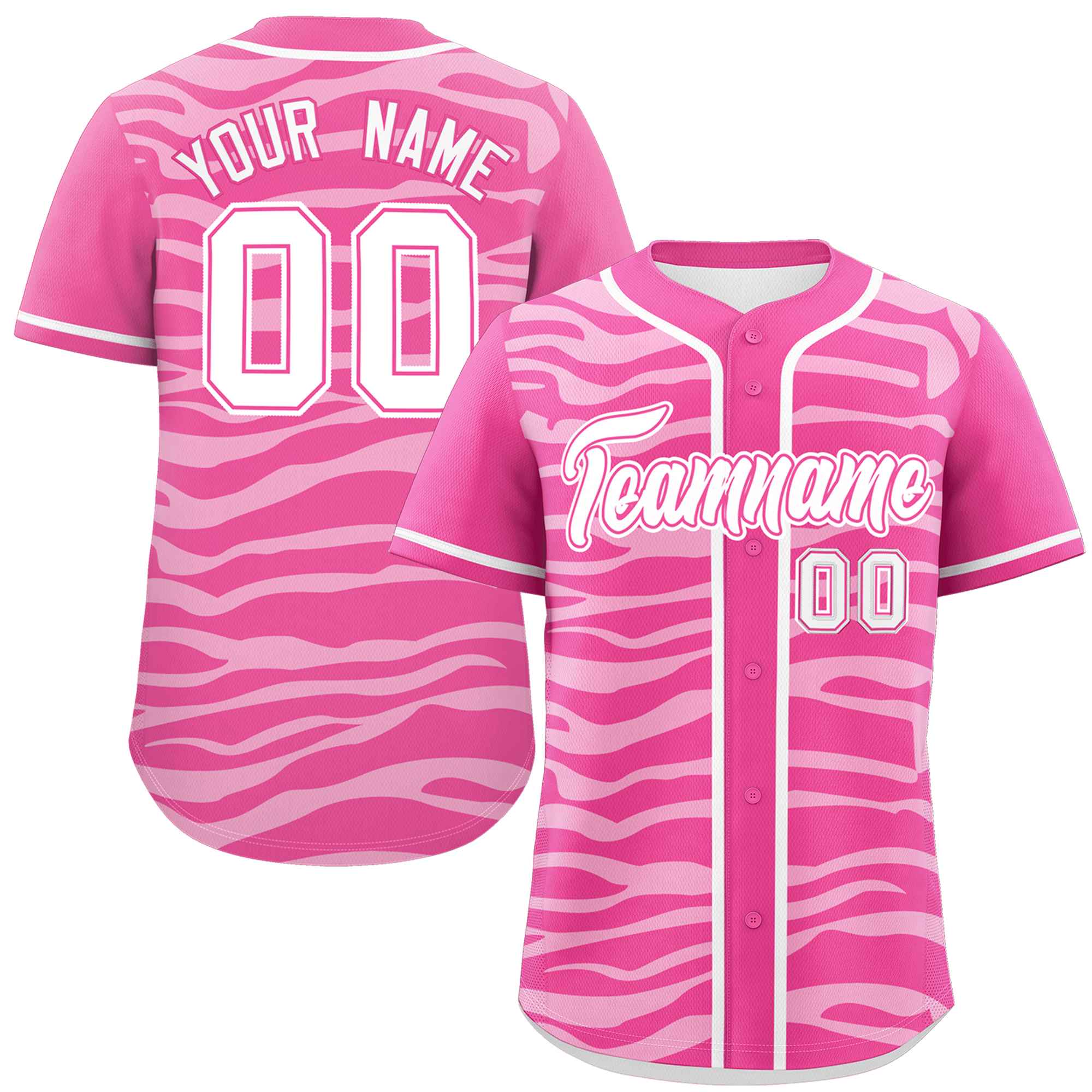 Custom Pink White Zebra Stripes Graffiti Pattern Authentic Baseball Jersey