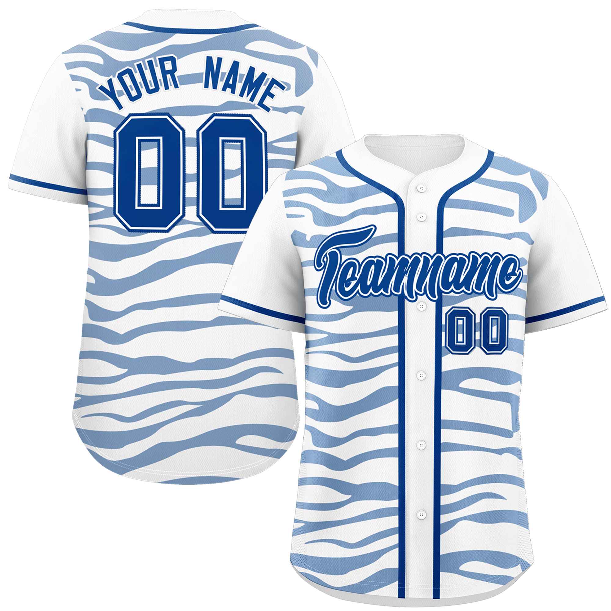 Custom White Royal Zebra Stripes Graffiti Pattern Authentic Baseball Jersey