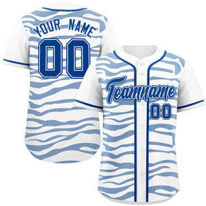 Custom White Royal Zebra Stripes Graffiti Pattern Authentic Baseball Jersey