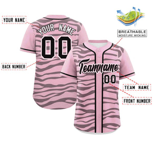 Custom Light Pink Black Zebra Stripes Graffiti Pattern Authentic Baseball Jersey